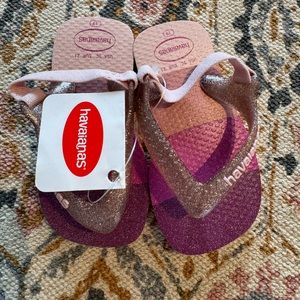 Havaianas Kids Glitter Pink and Purple Sandals